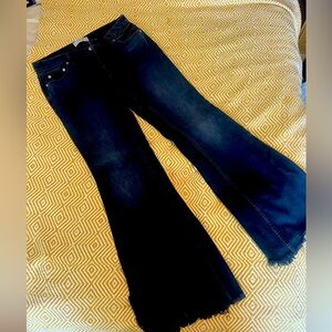 Free people flare/wide leg high waisted black jeans SIZE 24